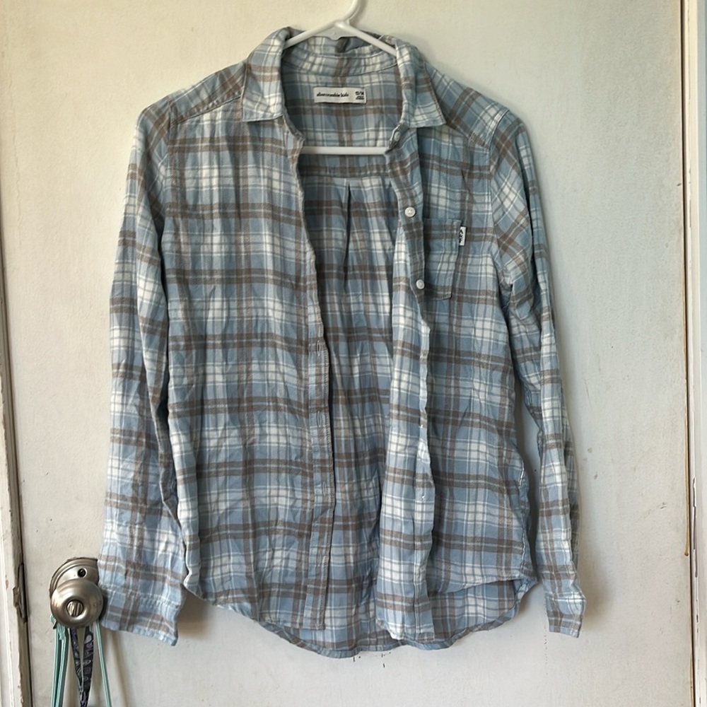 children’s blue brown and white flannel